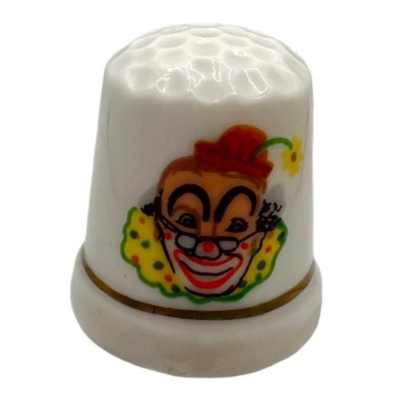 Clown Thimble Bone China Porcelain Lot of 6 Vintage - Picture 5 of 10